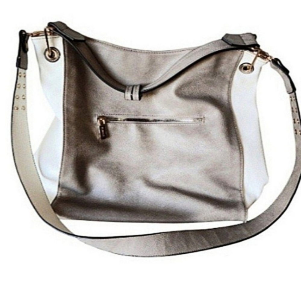 Gussaci Italian Vegar Leather Color-Block Hobo Shoulder Bag